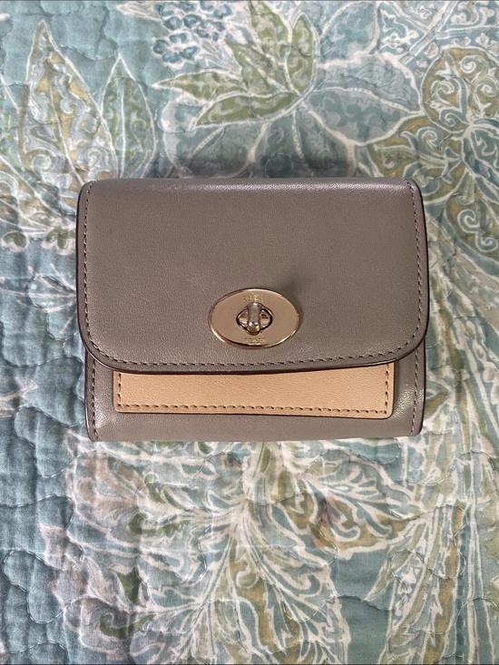 Coach Handbags - Coach Small Leather Wallet in Gray with Beige Accent
